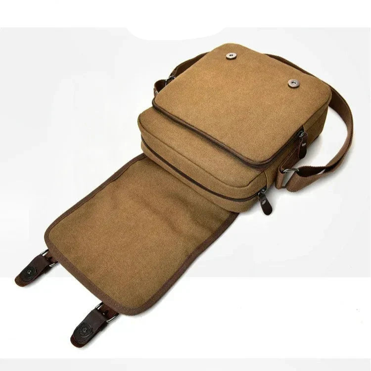 Luca | Kleine Canvas Crossbody Messenger Tasche mit mehreren Fächern