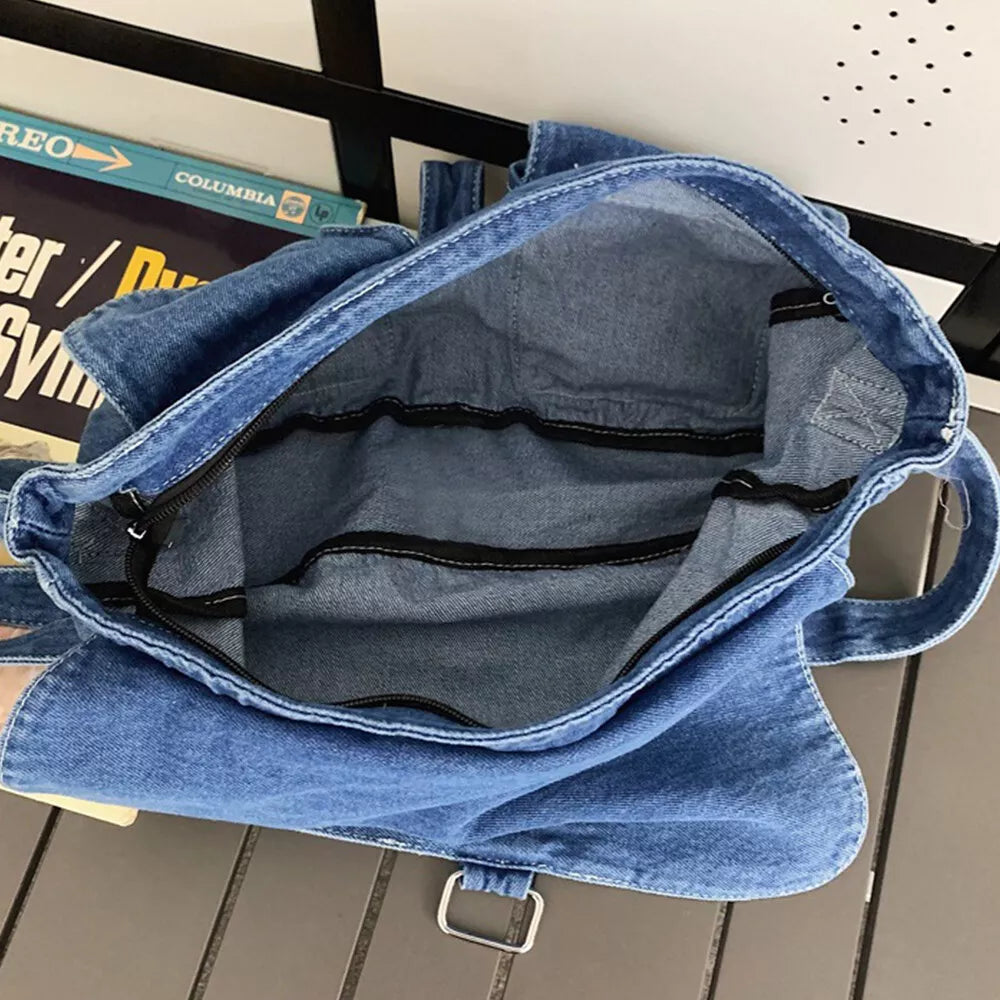 Abby | Geräumige Mehrfachtaschen Trendy Denim Umhängetasche