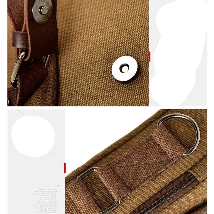 Luca | Kleine Canvas Crossbody Messenger Tasche mit mehreren Fächern