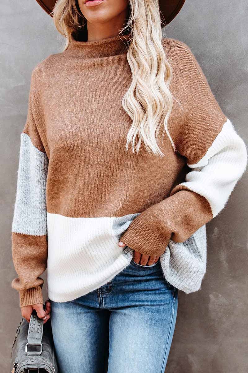 Donna | Warmer Pullover mit trendigem Farbblock-Muster für Damen