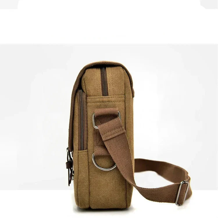 Luca | Kleine Canvas Crossbody Messenger Tasche mit mehreren Fächern