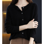 DANIELLE | Pure Merino Wolle Damen O-Hals Cardigan