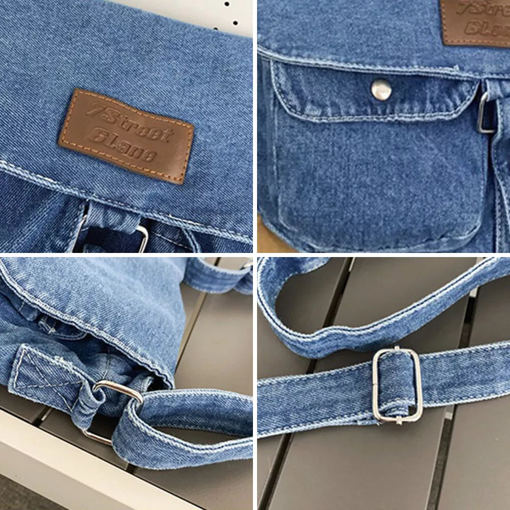 Abby | Geräumige Mehrfachtaschen Trendy Denim Umhängetasche