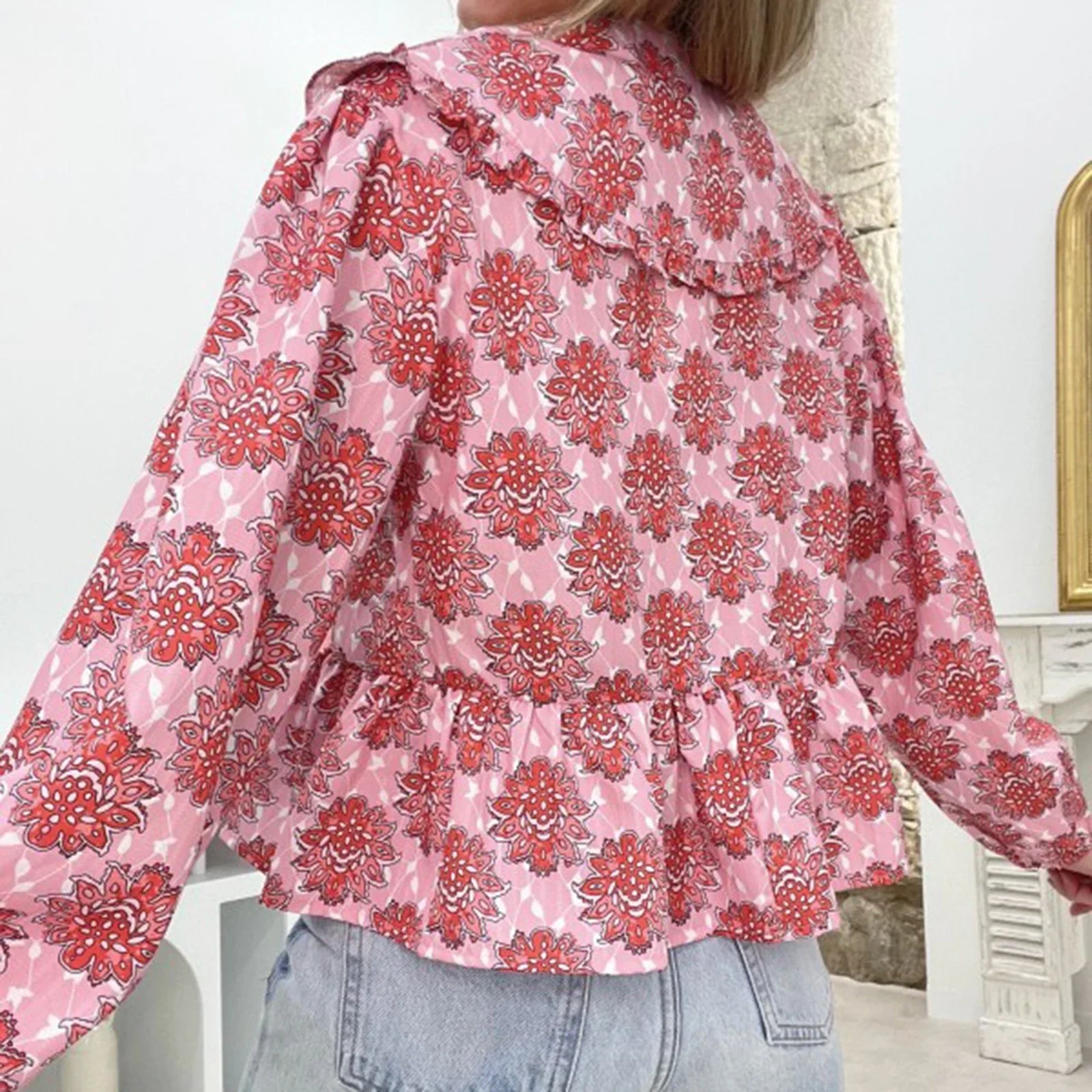 Macey | Stilvolle Langarm-Bluse mit Blumenmuster