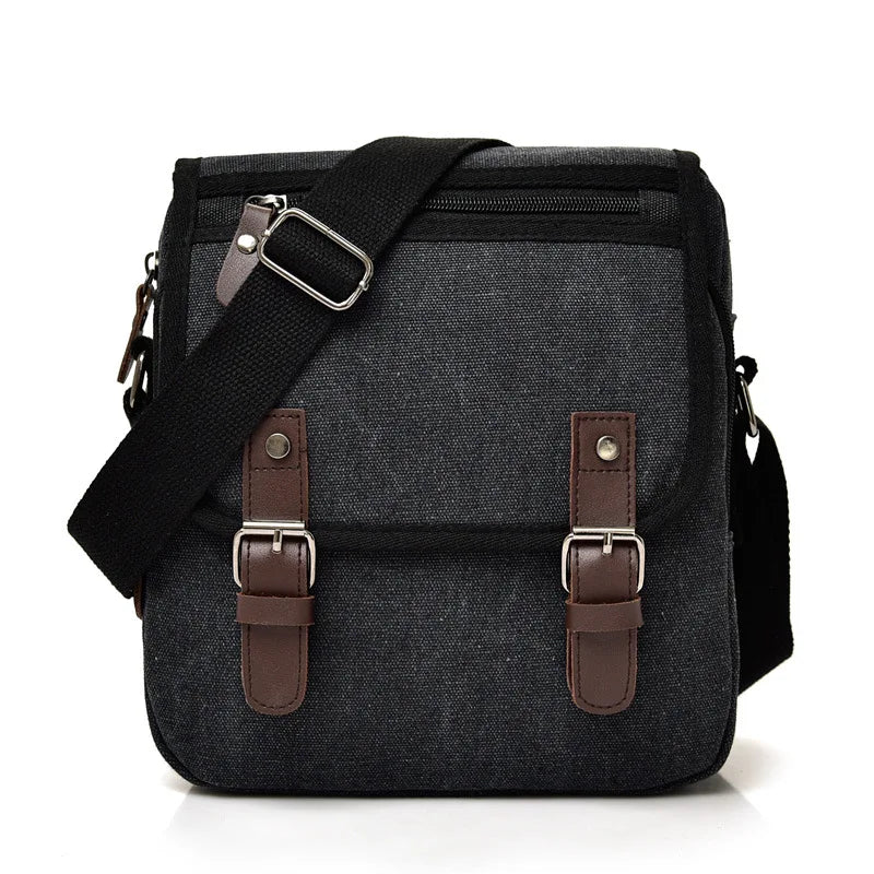 Luca | Kleine Canvas Crossbody Messenger Tasche mit mehreren Fächern