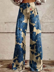 Elora | Trendy Broek met Kleurrijke Vogelprint