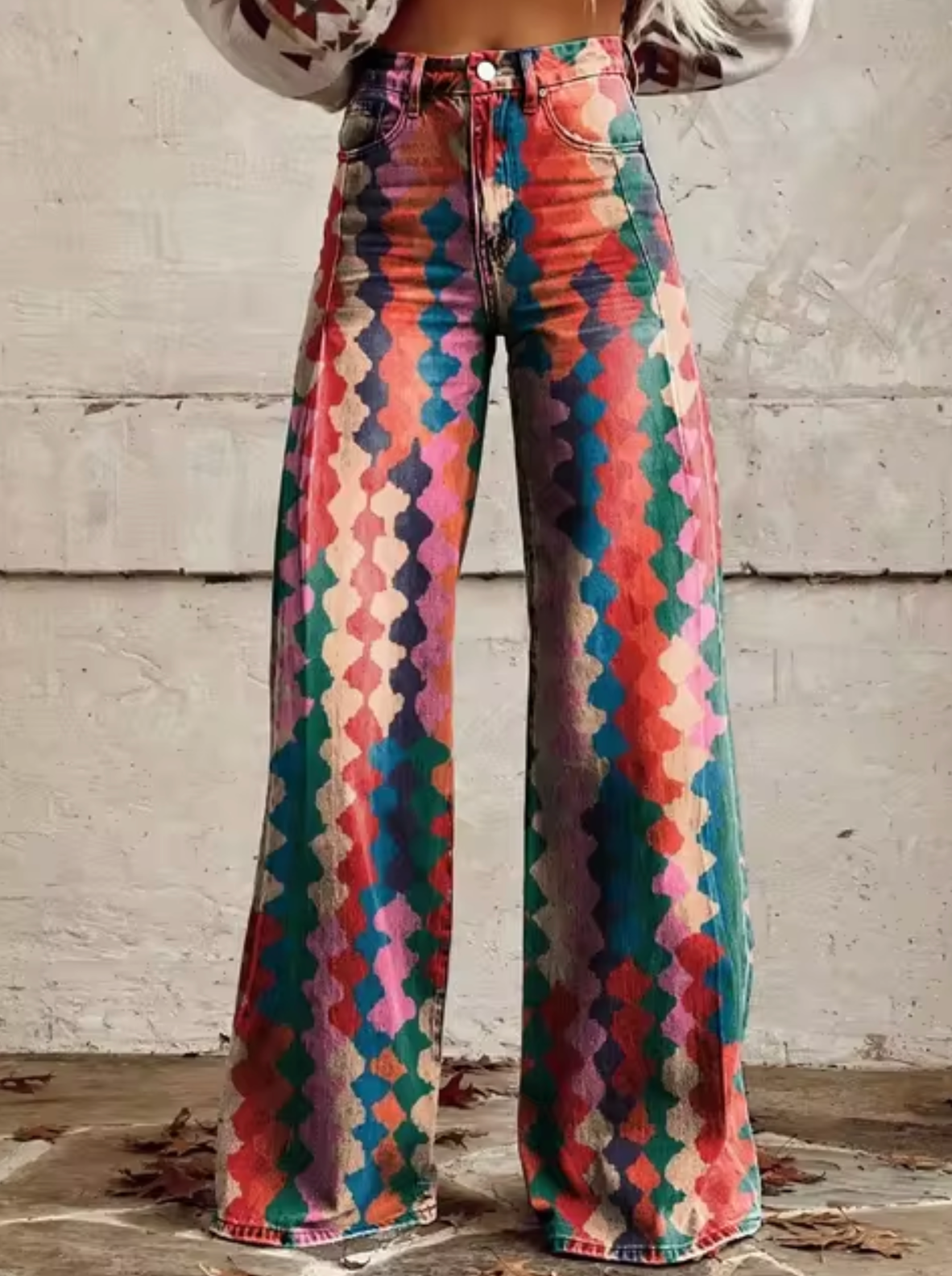 Elora | Trendy Broek met Kleurrijke Vogelprint