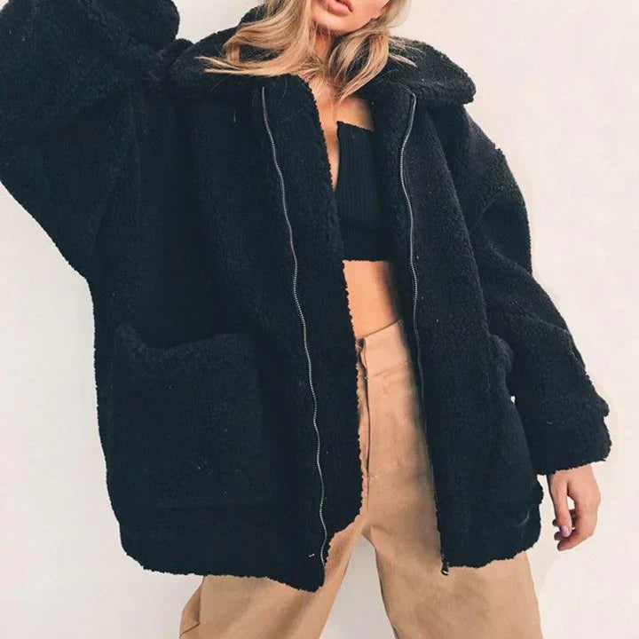 Luna | Kuschelige Damen Fleecejacke mit Breitem Kragen – Perfekt für Wintertage