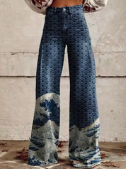 Elora | Trendy Broek met Kleurrijke Vogelprint