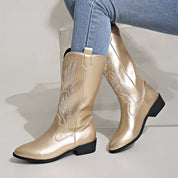 AMELIA | Stylische PU-Leder Cowboy-Stiefel mit weicher Fütterung