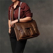 Liam | Retro Leder Crossbody Laptop Reis Messenger Handtasche