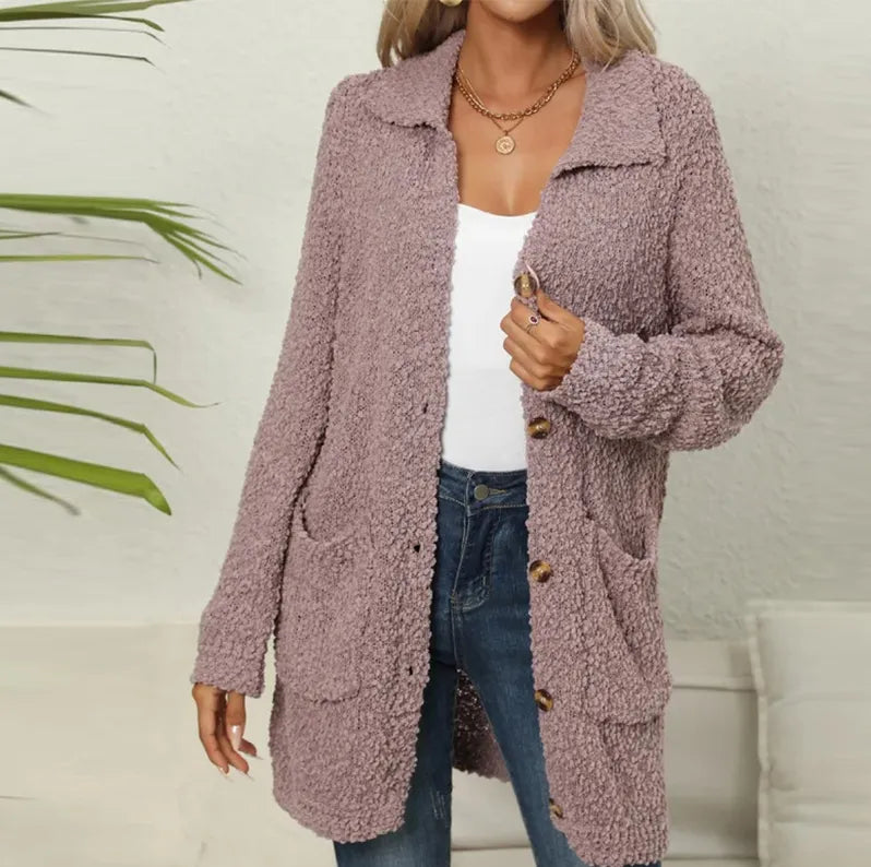 Anna | Kuscheliger Teddy-Cardigan mit Stilvollen Taschen