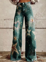 Elora | Trendy Broek met Kleurrijke Vogelprint